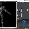 Sci Fi Robot Character With Metallic Armor And Glowing Blue Elements For Game And Movie