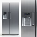 Stainless Steel Double Door Refrigerator Freezer With Water Dispenser And Digital Control Panel