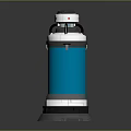 Cylindrical Industrial Equipment With Blue Transparent Section White Top Cover Handles And Silver Base