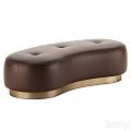 Modern Luxury Curved Upholstered Bench With Gold Metal Base For Stylish Home Interior Decor