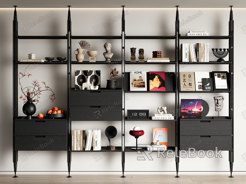 Modern Middle Ancient Bookshelf Bookshelf Decorative Shelf Bookcase Storage Rack Floor model