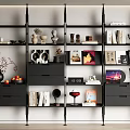 Modern Middle Ancient Bookshelf Decorative Shelf Bookcase Storage Rack Floor 3d model