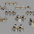 Modern Office Desks Setup With Computers And Chairs In Workspace Layout 3d model