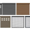Various Roller Shutter Styles In Gray Brown With Grid And Slatted Patterns 3d model