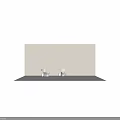 Two White Modern Toilets with Toilet Paper Holder Trash Can and Poliform Design
