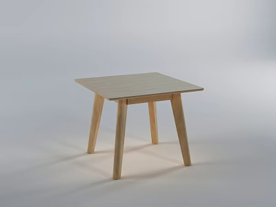 Minimalist Light Wooden Square Table With Simple Design And Four Legs 3d model