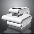 White Electronic Garment Care Appliance With Digital Display And Modern Design