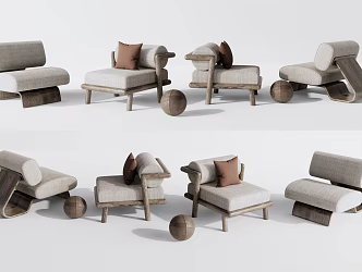 Quiet single sofa leisure chair 3d model