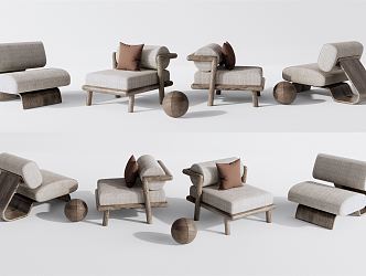 Quiet single sofa leisure chair 3d model