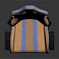 Ergonomic Gaming Chair With Orange Blue Striped Design Black Armrests And Wheeled Base