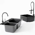 Black Kitchen Sink Double Bowl and Single Bowl With Modern Faucet for Contemporary Kitchen Design