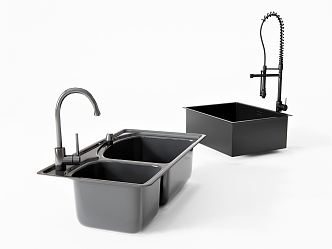 Modern dish basin sink faucet stainless steel sink double bucket sink 3d model