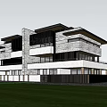 Modern Semi-detached Villa Exterior Design With Large Windows And Lush Green Surroundings
