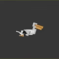 Pixel Art Style Flying Animal With Black White Wings Yellow Beak On Gray Background