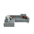 Gray L shaped Sectional Sofa With Orange Cushions And Modern Comfortable Design 3d model