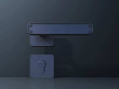 Modern Metal Door Handle With Lock Plate And Mounted Panel Design 3d model