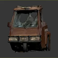 Rusty Red Small Truck Model With Vintage Metal Surface And Unique Design