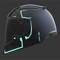 Futuristic Helmet With Blue Glowing Lines And Modern Metallic Design