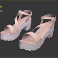 Fashionable Pink Platform Sandals With Crisscross Straps And Block Heel Design