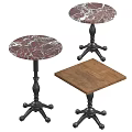 Vintage Coffee Tables With Marble And Wooden Tops And Black Metal Bases