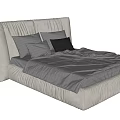 Modern Double Bed With Upholstered Headboard Gray Black Pillows And Neat Bedding