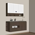 Modern Bathroom Vanity Cabinet With LED Mirror Storage Gray Design And Toiletries