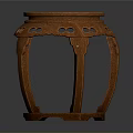 Traditional Wooden Stool With Carved Details Curved Legs And Round Seat