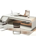 Modern Office Desks With Various Styles Chairs Lamps And Storage Drawers