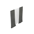 Dark Green Pleated Curtains With White Sheer Layer And Top Valance Design