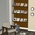 Wooden Display Shelf With Multiple Layers Holding Books In Living Room Interior