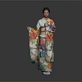 Traditional Japanese Kimono With Colorful Floral Pattern And Elegant Design For Daily Use