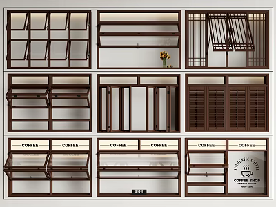 Modern medieval folding window upper and lower folding window shutter sliding window 3d model