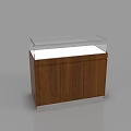 Wooden Display Cabinet Shelf With Transparent Glass Top And Internal White Lighting
