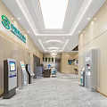 Modern Service Hall Interior With Wooden Walls Bookshelves Green Plants And Self Service Machine