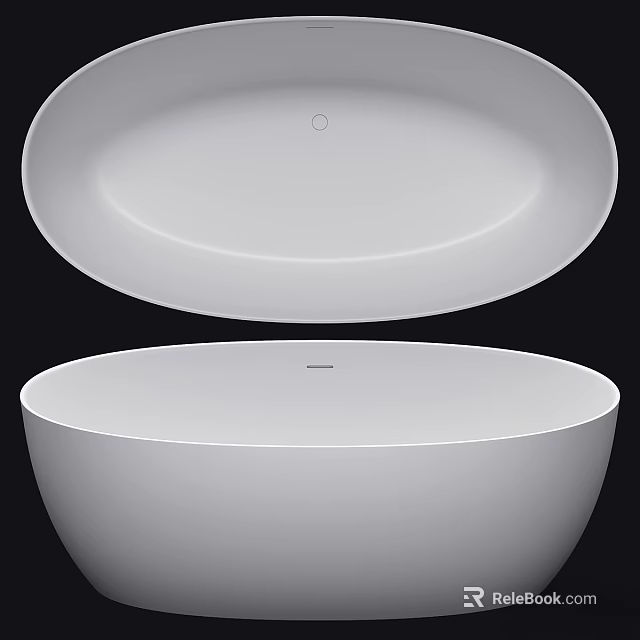 White Oval Freestanding Bathtub With Sleek Surface And Modern Bathroom Design 3d model 