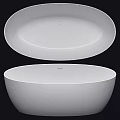 White Oval Freestanding Bathtub With Sleek Surface And Modern Bathroom Design