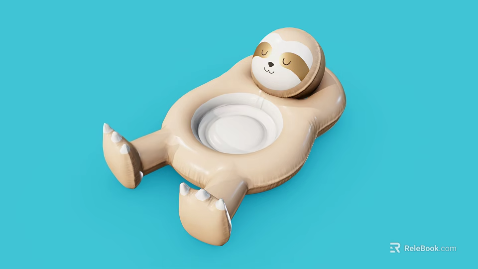 Adorable Sloth Shaped Inflatable Swimming Ring For Water Sports Activities 3d model 