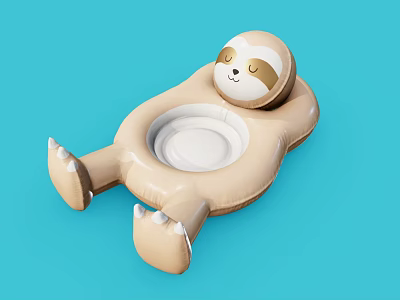 Adorable Sloth Shaped Inflatable Swimming Ring For Water Sports Activities 3d model