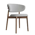 Modern Style Dining Chair With Minimalist Design And Light Gray Fabric Wooden Legs