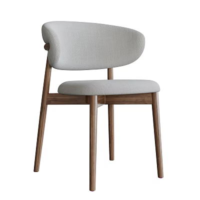 Modern Style Dining Chair With Minimalist Design And Light Gray Fabric Wooden Legs 3d model