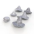 Different Styles of Silver Metal Hats with Wide Brim and Round Top for Daily Use