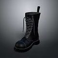 Sturdy Black Leather Lace Up Boots With Thick Sole For Practical Daily Life Use