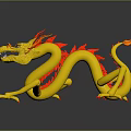 Golden Dragon With Red Flame Accents On Black Background And Reflection