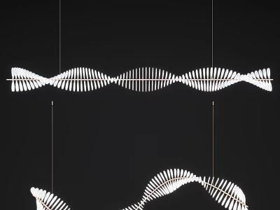 Modern Wavy White Chandelier With Hanging Metal Frame For Interior Design 3d model