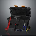 Essential Durable Hardware Tools Set in Black Toolbox with Wrench Hammer Pliers and Tape Measure