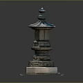 Traditional Stone Pillar With Multi Tiered Structure And Pagoda Style Top Carved Base Design