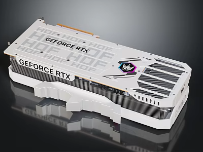 White GEFORCE RTX GPU Design Featuring Cooling Structure And Logo Details 3d model