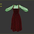Vintage Black Pinafore Dress Featuring White Long Puffed Sleeves And A line Silhouette
