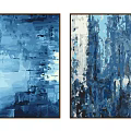 Two Blue Abstract Paintings As Modern Wall Decor For Interior Space 3d model