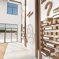 Middle school teaching building hall teaching building entrance teaching building middle school hall middle school comprehensive hall interactive device background wall light and shadow art 3d model